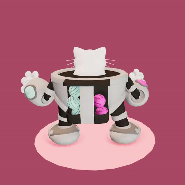 Shoot: In the game, a yarn ball projectile shoots out. I wanted the bullet to be shot out as soon as possible, within the first few frames. It gives the animation a lot of whiplash and followthrough.